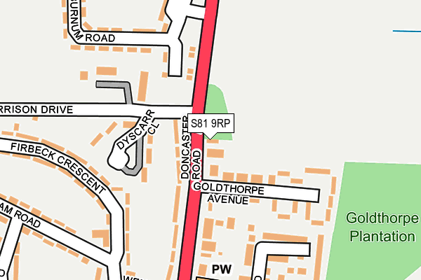 S81 9RP map - OS OpenMap – Local (Ordnance Survey)