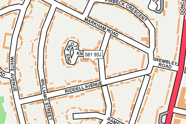 S81 9SJ map - OS OpenMap – Local (Ordnance Survey)