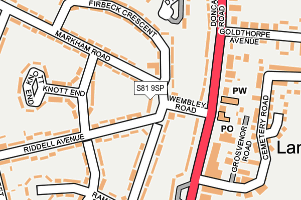 S81 9SP map - OS OpenMap – Local (Ordnance Survey)