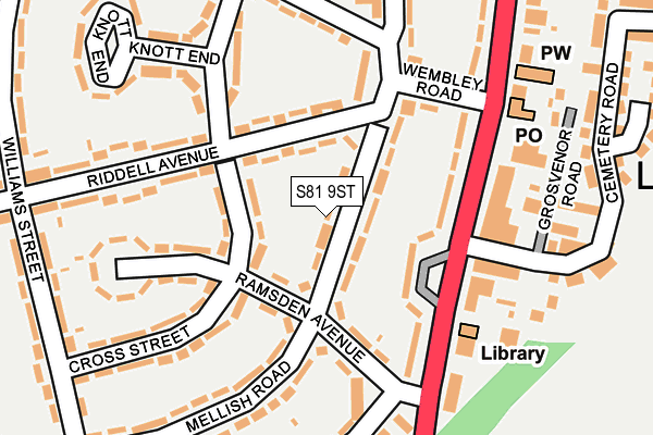 S81 9ST map - OS OpenMap – Local (Ordnance Survey)