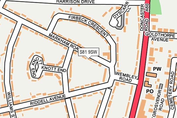 S81 9SW map - OS OpenMap – Local (Ordnance Survey)
