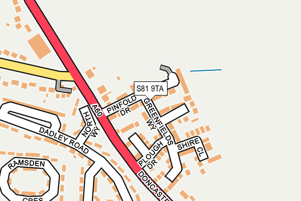 S81 9TA map - OS OpenMap – Local (Ordnance Survey)
