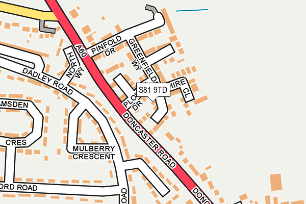 S81 9TD map - OS OpenMap – Local (Ordnance Survey)