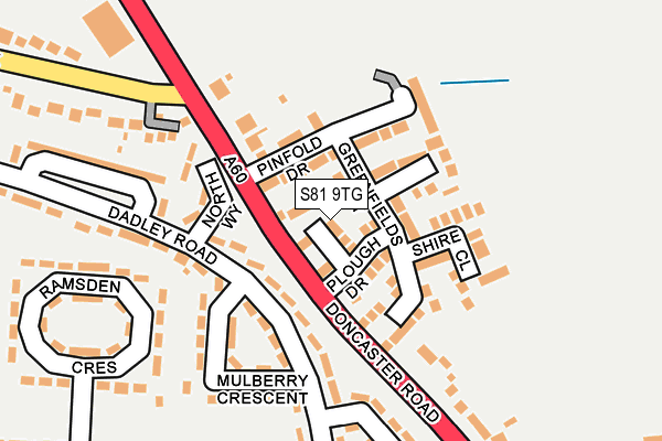 S81 9TG map - OS OpenMap – Local (Ordnance Survey)