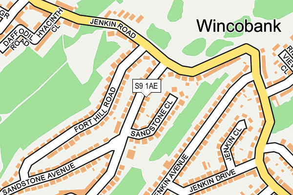 S9 1AE map - OS OpenMap – Local (Ordnance Survey)