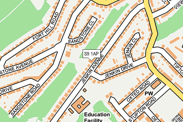 S9 1AP map - OS OpenMap – Local (Ordnance Survey)