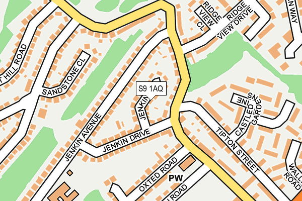 S9 1AQ map - OS OpenMap – Local (Ordnance Survey)