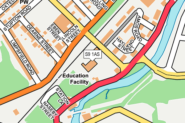 S9 1AS map - OS OpenMap – Local (Ordnance Survey)