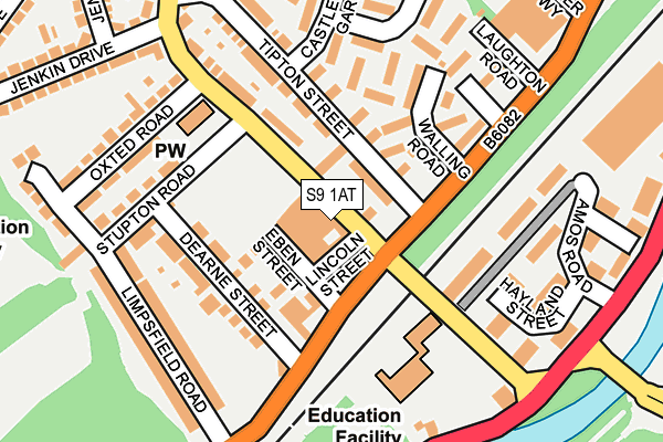 S9 1AT map - OS OpenMap – Local (Ordnance Survey)