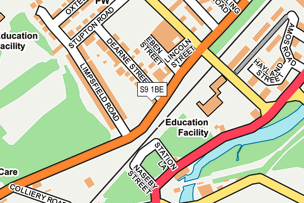 S9 1BE map - OS OpenMap – Local (Ordnance Survey)