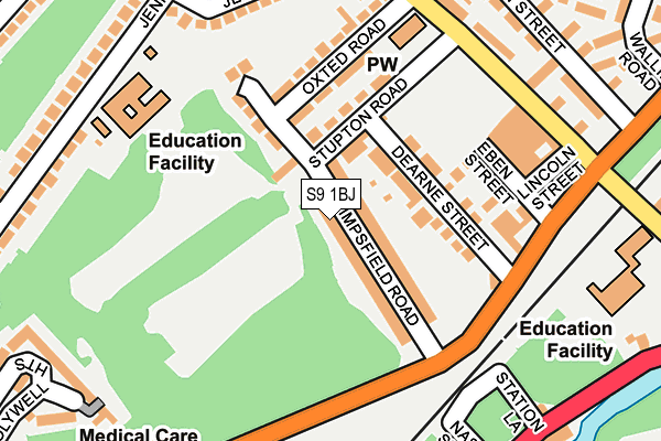 S9 1BJ map - OS OpenMap – Local (Ordnance Survey)