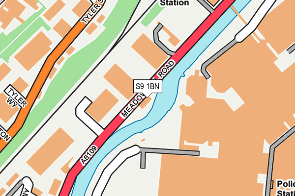 S9 1BN map - OS OpenMap – Local (Ordnance Survey)