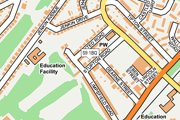 S9 1BQ map - OS OpenMap – Local (Ordnance Survey)