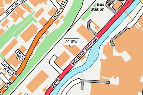 S9 1BW map - OS OpenMap – Local (Ordnance Survey)