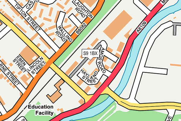 S9 1BX map - OS OpenMap – Local (Ordnance Survey)