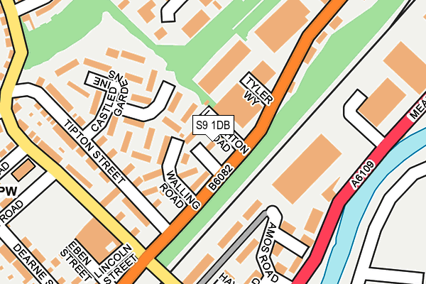 S9 1DB map - OS OpenMap – Local (Ordnance Survey)