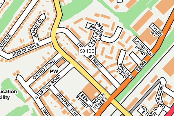 S9 1DE map - OS OpenMap – Local (Ordnance Survey)