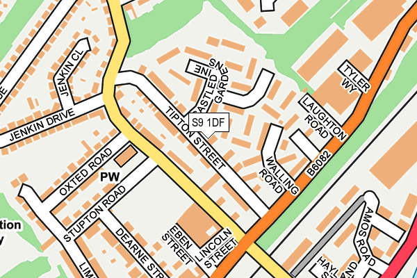 S9 1DF map - OS OpenMap – Local (Ordnance Survey)