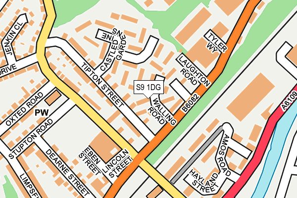 S9 1DG map - OS OpenMap – Local (Ordnance Survey)