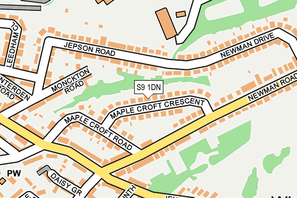 S9 1DN map - OS OpenMap – Local (Ordnance Survey)