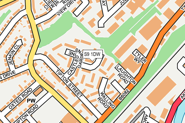 S9 1DW map - OS OpenMap – Local (Ordnance Survey)