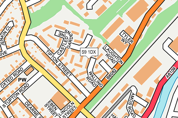 S9 1DX map - OS OpenMap – Local (Ordnance Survey)