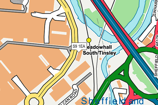 S9 1EA map - OS OpenMap – Local (Ordnance Survey)