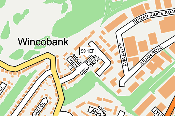 S9 1EF map - OS OpenMap – Local (Ordnance Survey)