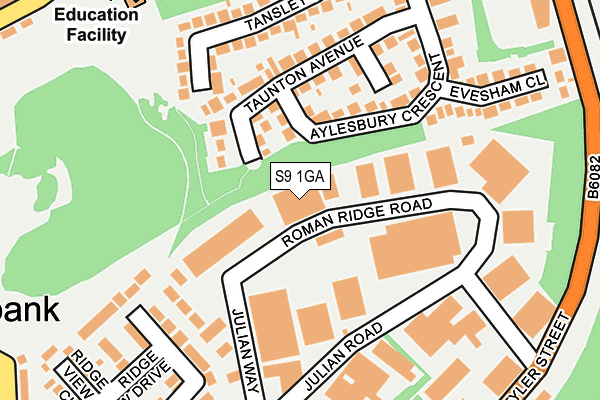 S9 1GA map - OS OpenMap – Local (Ordnance Survey)