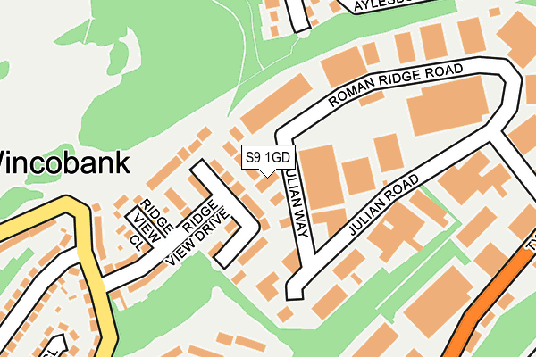 S9 1GD map - OS OpenMap – Local (Ordnance Survey)