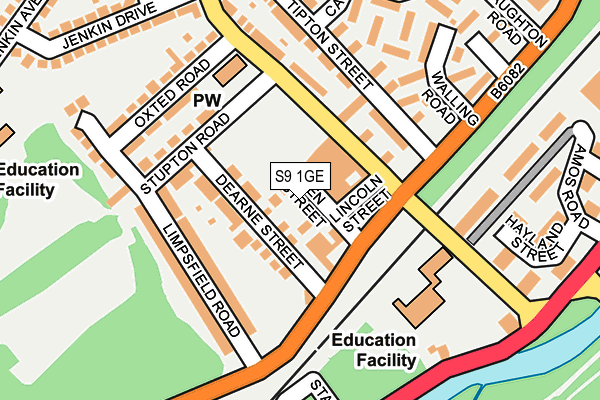 S9 1GE map - OS OpenMap – Local (Ordnance Survey)