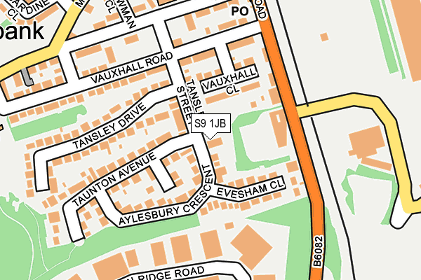 S9 1JB map - OS OpenMap – Local (Ordnance Survey)