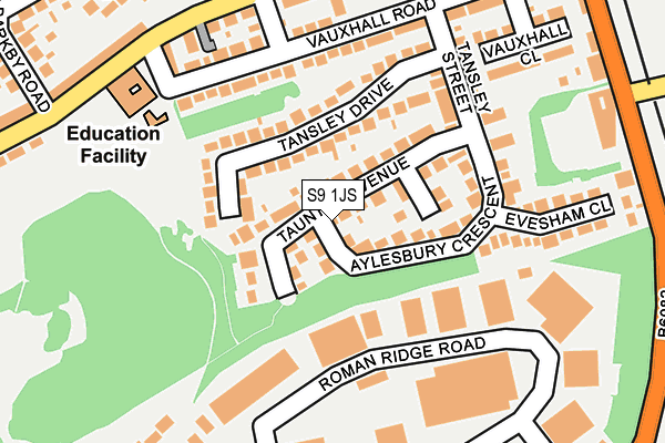 S9 1JS map - OS OpenMap – Local (Ordnance Survey)