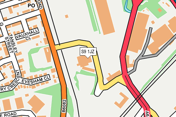 S9 1JZ map - OS OpenMap – Local (Ordnance Survey)