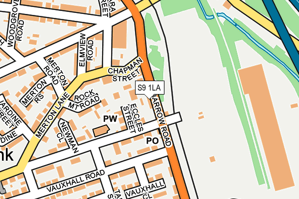 S9 1LA map - OS OpenMap – Local (Ordnance Survey)