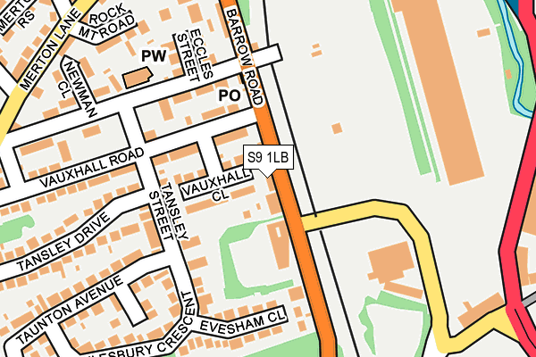 S9 1LB map - OS OpenMap – Local (Ordnance Survey)