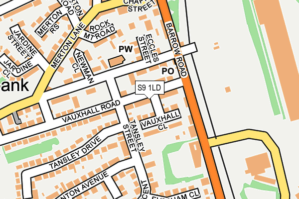 S9 1LD map - OS OpenMap – Local (Ordnance Survey)