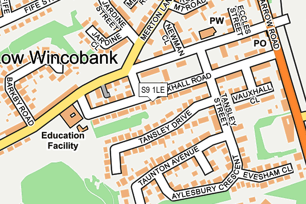 S9 1LE map - OS OpenMap – Local (Ordnance Survey)