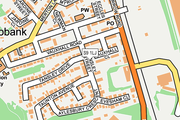 S9 1LJ map - OS OpenMap – Local (Ordnance Survey)