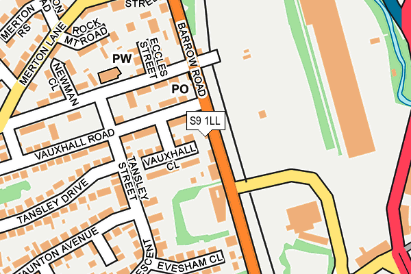 S9 1LL map - OS OpenMap – Local (Ordnance Survey)