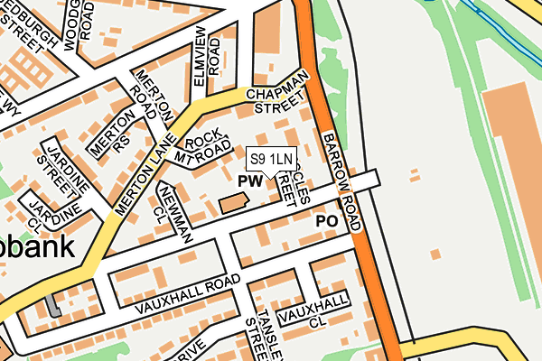 S9 1LN map - OS OpenMap – Local (Ordnance Survey)