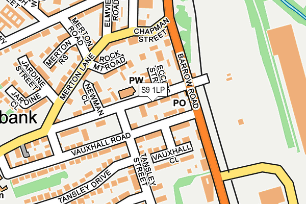 S9 1LP map - OS OpenMap – Local (Ordnance Survey)