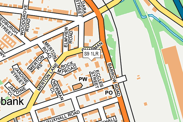 S9 1LR map - OS OpenMap – Local (Ordnance Survey)