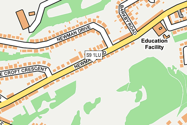 S9 1LU map - OS OpenMap – Local (Ordnance Survey)