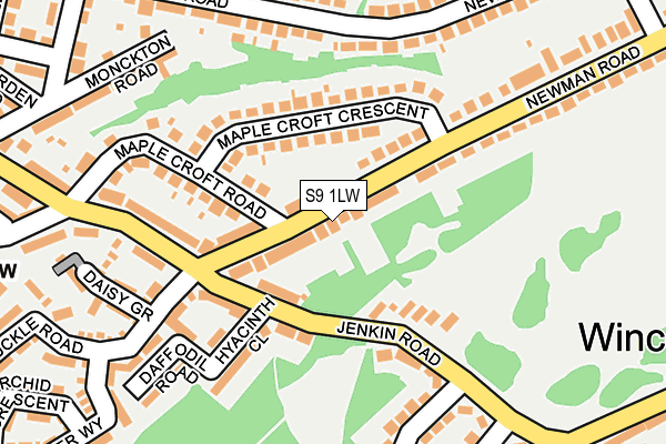 S9 1LW map - OS OpenMap – Local (Ordnance Survey)