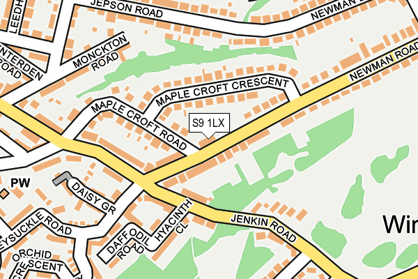 S9 1LX map - OS OpenMap – Local (Ordnance Survey)