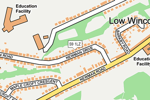 S9 1LZ map - OS OpenMap – Local (Ordnance Survey)