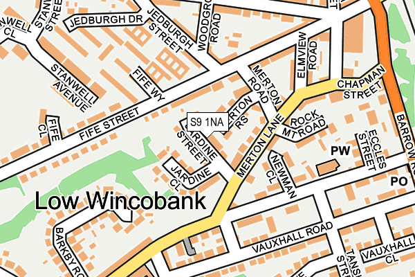 S9 1NA map - OS OpenMap – Local (Ordnance Survey)