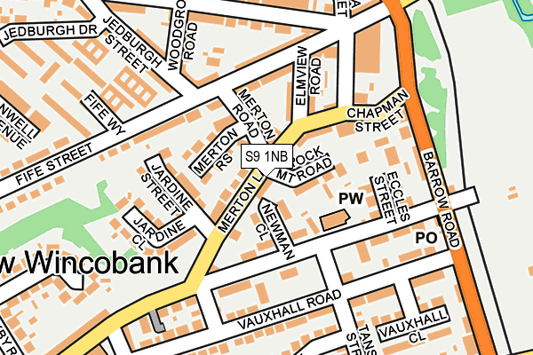 S9 1NB map - OS OpenMap – Local (Ordnance Survey)