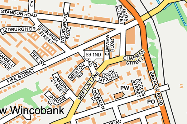 S9 1ND map - OS OpenMap – Local (Ordnance Survey)